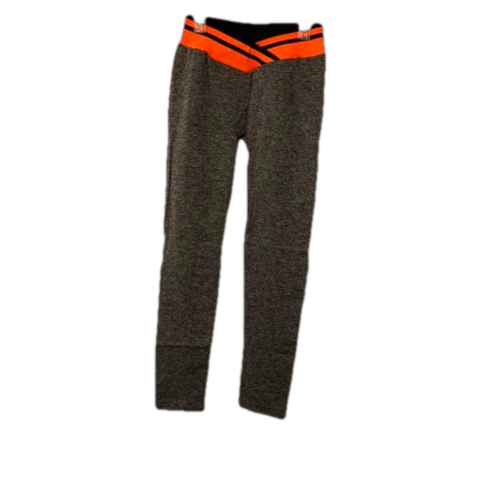 J&Me Leggings Gray w/ Orange Waist Band Women One Size